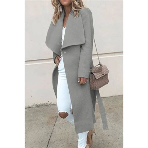 Fashion Women Winter Warm Long Sleeve Coat Woolen Overcoat Long Coat