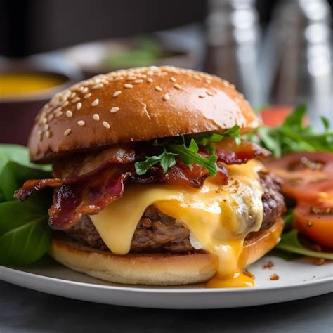 Una Foto De Una Hamburguesa Con Queso Derretido Generativo Ai Foto