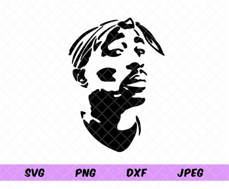 Tupac Shakur Stencil Portrait Svg Tupac Silhouette Svg Legend Svg