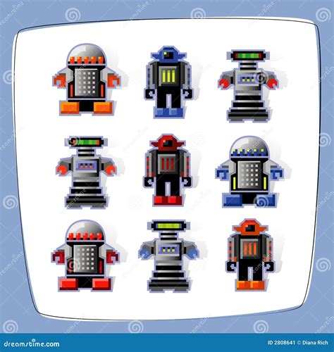 Pixel Art Robot Icons Cartoon Vector CartoonDealer 2808641