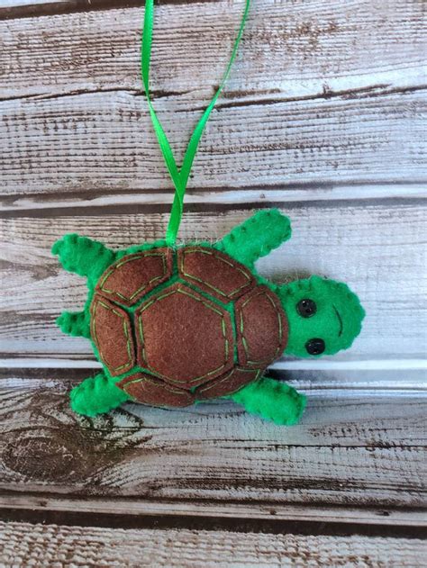 Turtle Ornament Felt Turtle Ornament Green Turtle Ornament Etsy