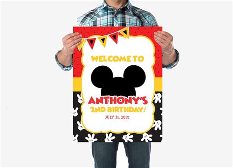 Mickey Mouse Door Sign Printable Birthday Decorations Come | Etsy