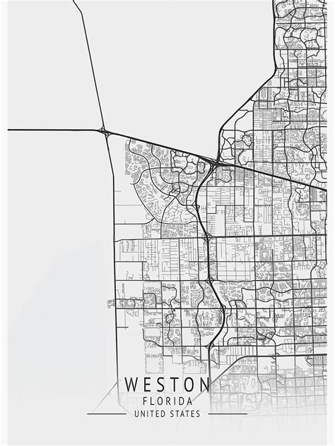 Weston Florida Us Gray City Map Poster For Sale By Ctmapprint