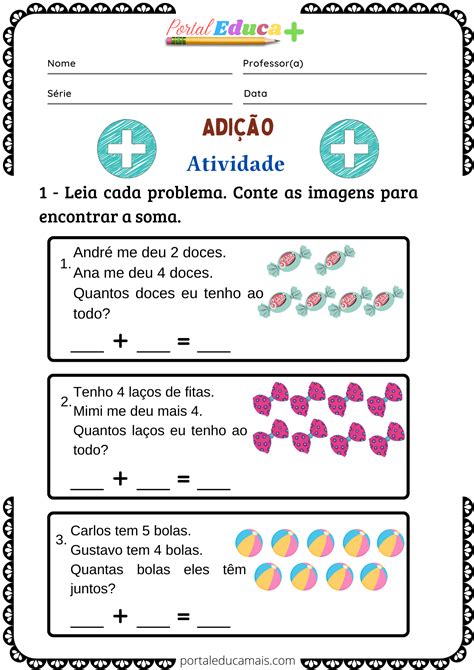 Atividades de adição para 1º e 2º ano Portal Educa Mais