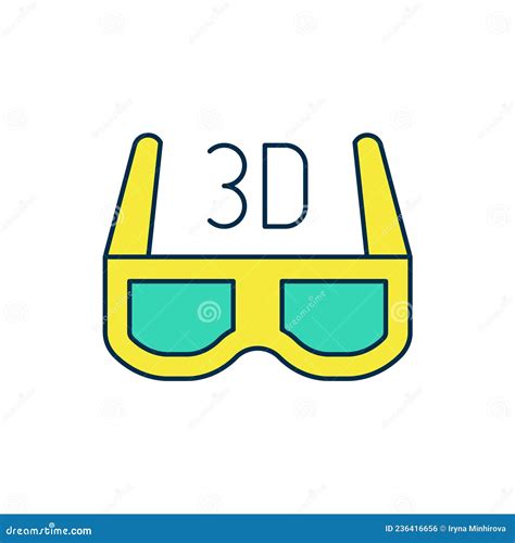 Icono De Gafas De Cine 3d De Contorno Relleno Aislado En Fondo Blanco