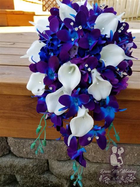 Dress My Wedding – Cascading galaxy purple blue orchid bouquet