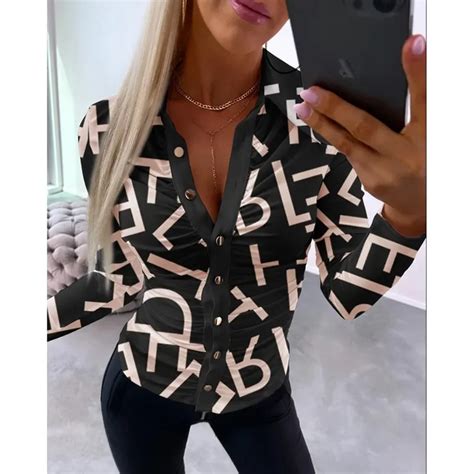 Casual Summer Autumn Women Shirts Blouses Fashion Print Elegant