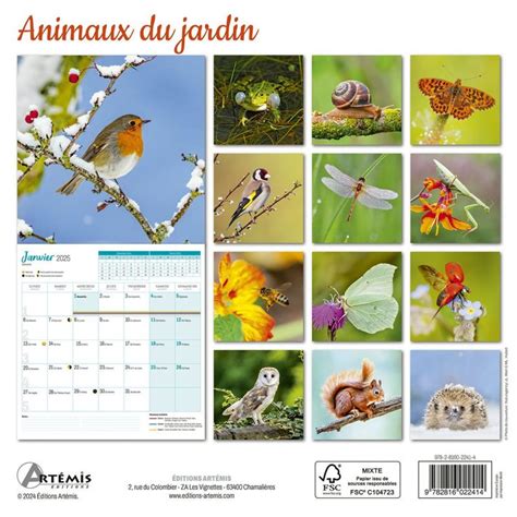 PERIODIQUE CALENDRIER ANIMAUX DU JARDIN 2025 Cartotheque