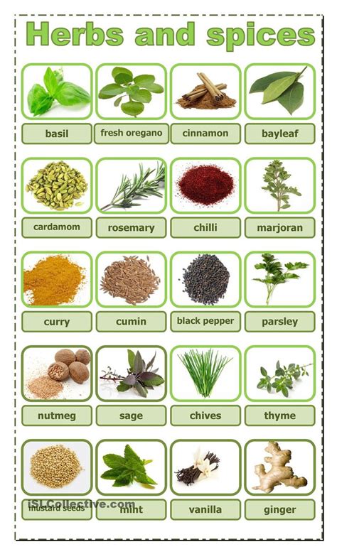 Herb And Spice Chart Printable