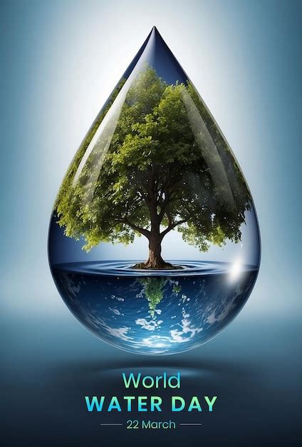 Premium PSD World Water Day Poster With A Globe Of Earth Inside A