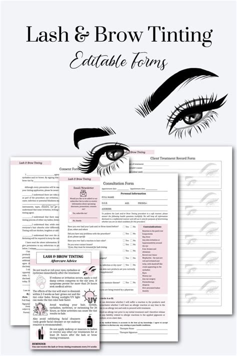 Editable Lash And Brow Tinting Forms Eyebrow Tint Consultation