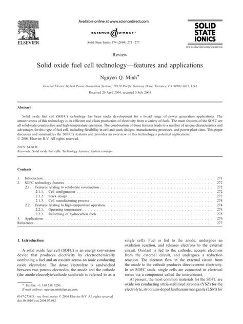 Solid Oxide Fuel Cell Technology Feature | Download Free PDF | Solid ...