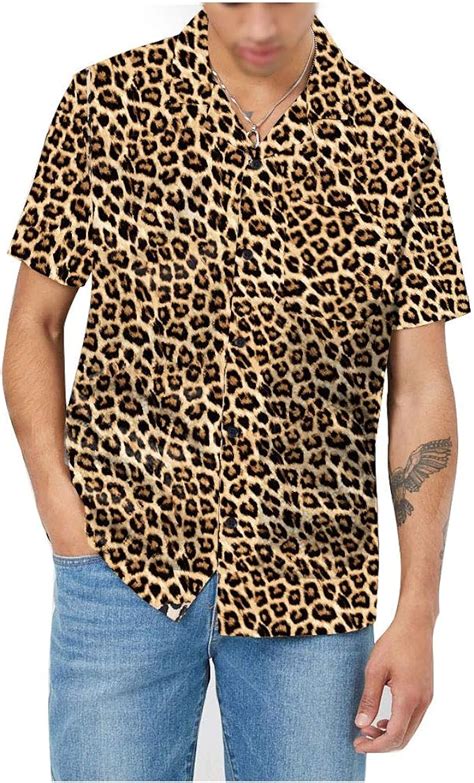 Avanzada Men S Short Sleeve Shirts D Leopard Print Button Down Casual