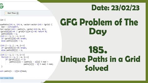 Unique Paths In A Grid C Gfg Daily Problem Youtube