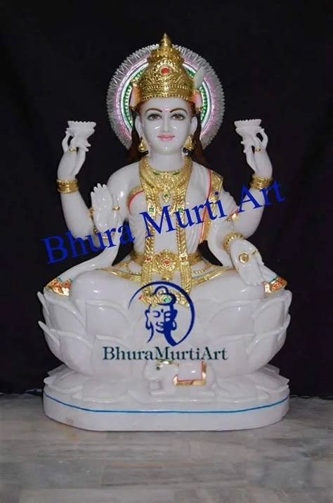 Plain Hindu White Marble Laxmi Mata Murti For Worship Size Feet At