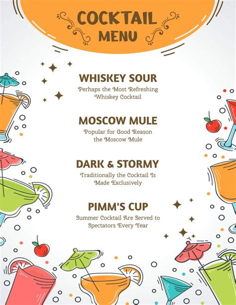 Cocktail Menu Design Ideas Examples And Samples