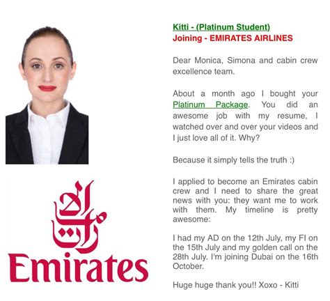 Emirates Cabin Crew Cv Sample