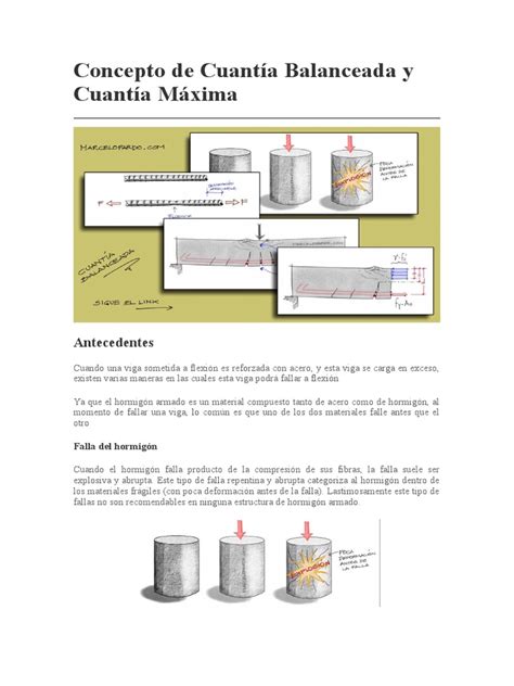 Concepto De Cuantía Balanceada Y Cuantía Máxima Pdf Concreto Reforzado Hormigón