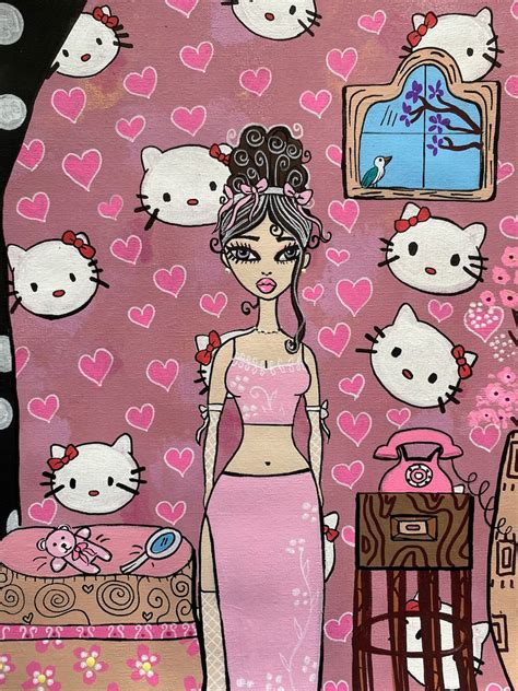 Hello Kitty Coquette Girly Art Print Wall Decor Etsy