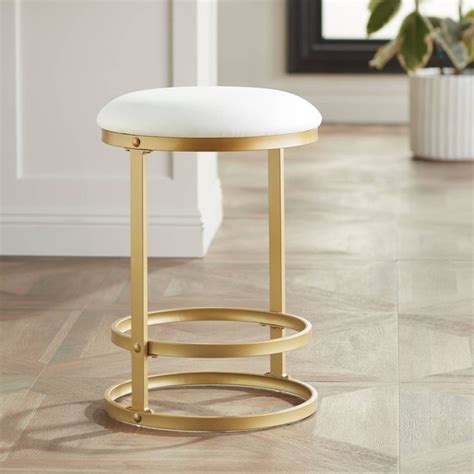 Downing Street Palmer Gold Metal Bar Stool High Modern White