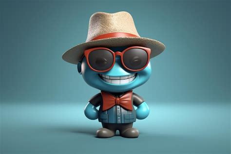 Premium Photo | A cartoon character with sunglasses and a hat and ...