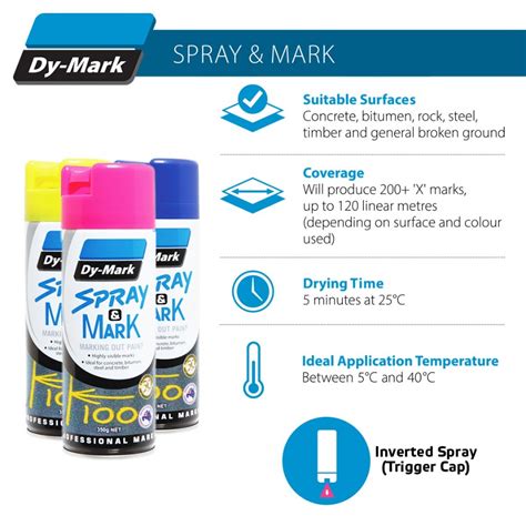 Dy Mark Spray And Mark Premium Marking Out Paint Inverted Spray 350g Blue