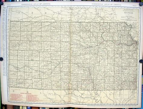 Rand Mcnally Commercial Map W Railroads 1920 Kansas