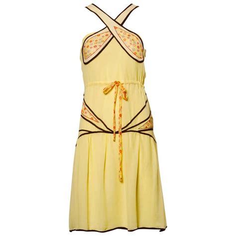 Vintage Silk Yellow Floral Print Cocktail Dress 1950s 1960s For Sale