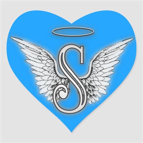 Heart Angel Wings Monogram Heart Sticker Zazzle Monogram Hearts