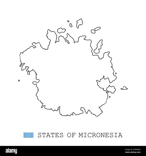 States Of Micronesia Map Line Linear Thin Vector Simple Outline And