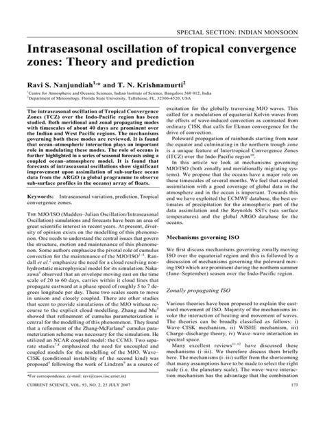 Intraseasonal Oscillation Of Tropical Convergence Zones Theory And