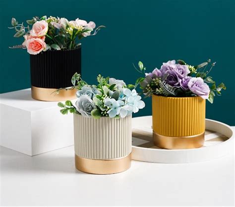 Flower Vase Nordic Light Luxury Ceramic Flowerpot Green Plants Hotel