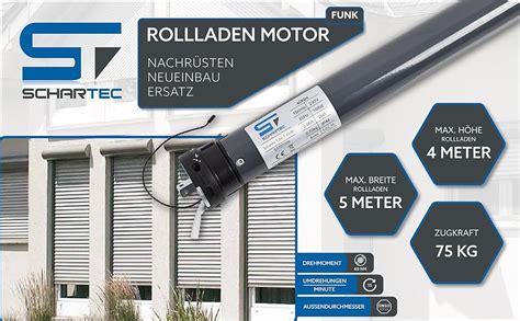 Schartec Funk Rolladenmotor Rohrmotor Funk Rollladen