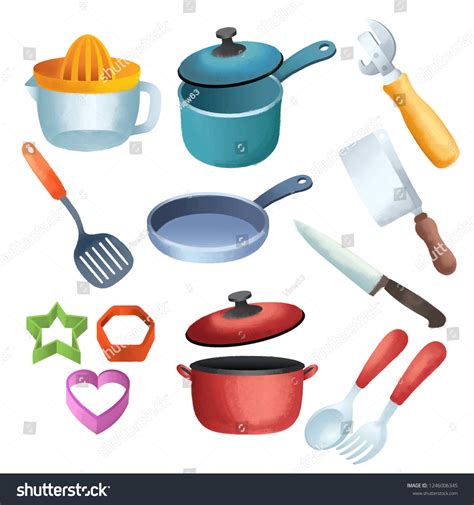 Kitchen Cooking Equipment Cuisine Vector 01 Stock Vector (Royalty Free) 1246006345 | Shutterstock