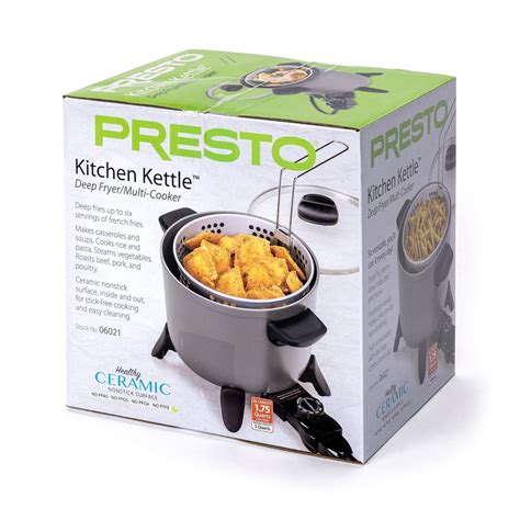 Presto Big Kettle Ceramic Deep Fryer Multi Cooker 06021 New Non Stick