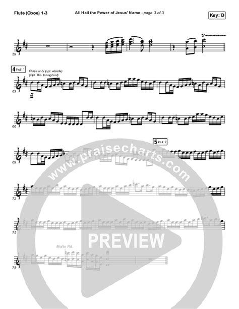 All Hail The Power Of Jesus Name Live Flute Oboe Sheet Music PDF