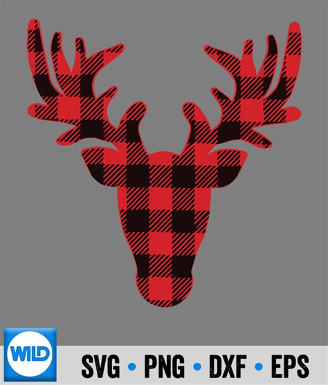 Reindeer Svg Christmas Christmas Buffalo Plaid Reindeer Svg Wildsvg