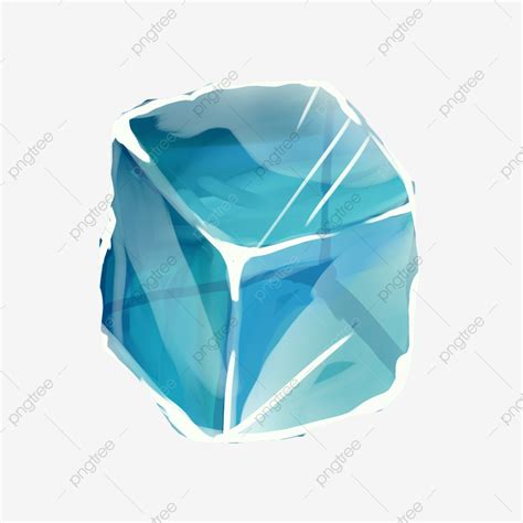 Cartoon Blue Ice Cube Illustration Blue Ice Cubes Summer Square Ice