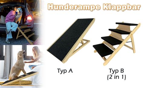 TRMLBE Hunderampe Klappbar 100x46x63cm Hundetreppe 2 In 1 Mit 4 Stufen