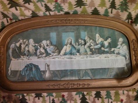 Antique Last Supper Jesus Print Litho W Original Frame 1843670304