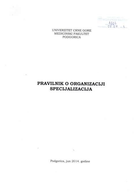 Pdf Univerzitet Crne Gore Ovim Pravilnikom Uredjuju Se Na In