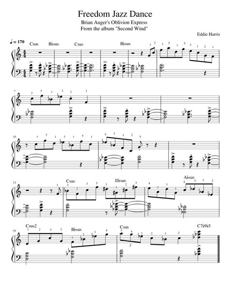 Freedom Jazz Dance Eddie Harris Sheet Music For Piano Solo Easy