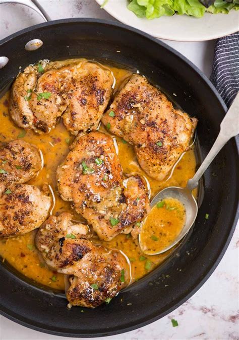 Juicy Tender Boneless Skinless Chicken Thighs In Butter Garlic Sauce Is