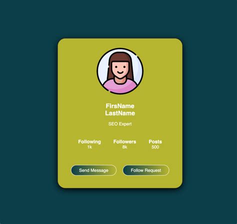 Design Responsive User Profile Card Template using HTML, CSS, and JS ...