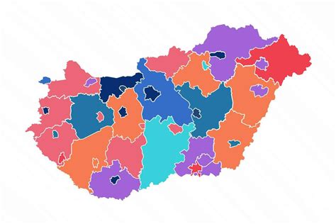 Multicolor Map of Hungary With Provinces 25842928 Vector Art at Vecteezy