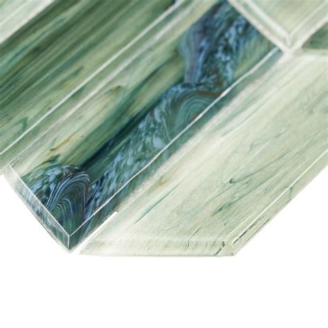 Maya Chevron Sage Polished Glass Mosaic