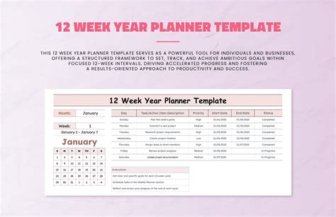 12 Week Year Planner Template in Excel, Google Sheets - Download ...