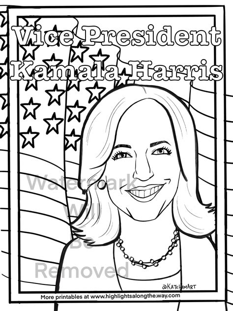 Vice President Kamala Harris Coloring Page. Instant download.