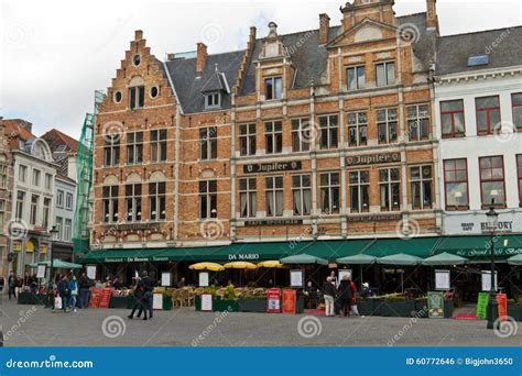 BRUGES/BELGIUM - April 14, 2014: Tourists at Restaurants in the ...