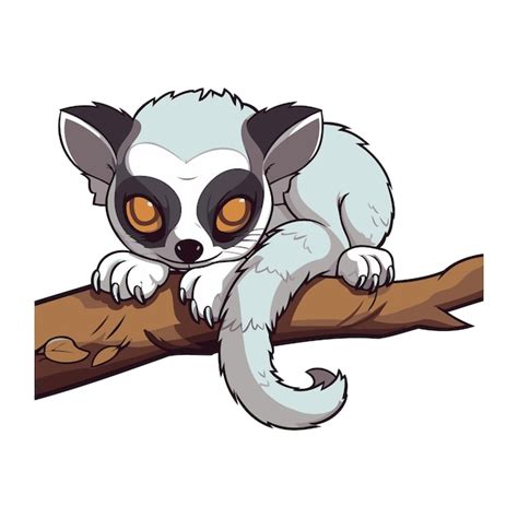 Premium Vector Cute Lemur Sitting On A Tree Branch Vector Illustration